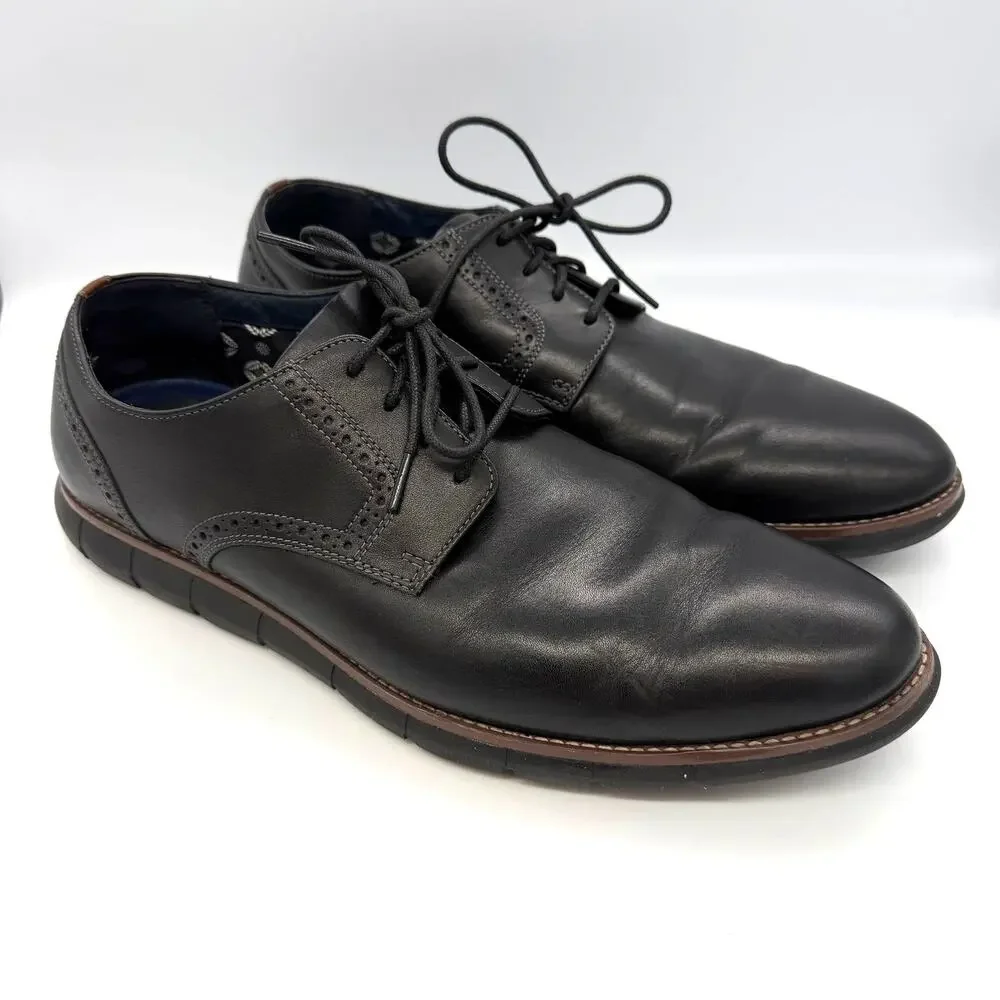 Johnston & Murphy Men's Holden Plain Toe Shoes Black Full-Grain Leather Size 13